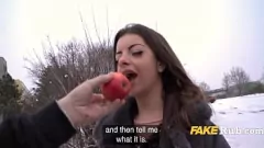 Play Blindfolded European Sluts Give Public Blowjobs for Cash in Winter