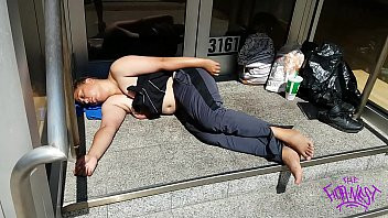 Play Homeless Woman Sleeping Outside With Her Titties Out