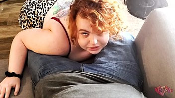 Play Redhead sucking daddy off and taking his creampie
